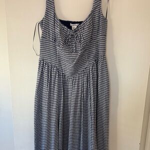 Christian Lacroix Navy Blue and White Checkered Maxi Dress